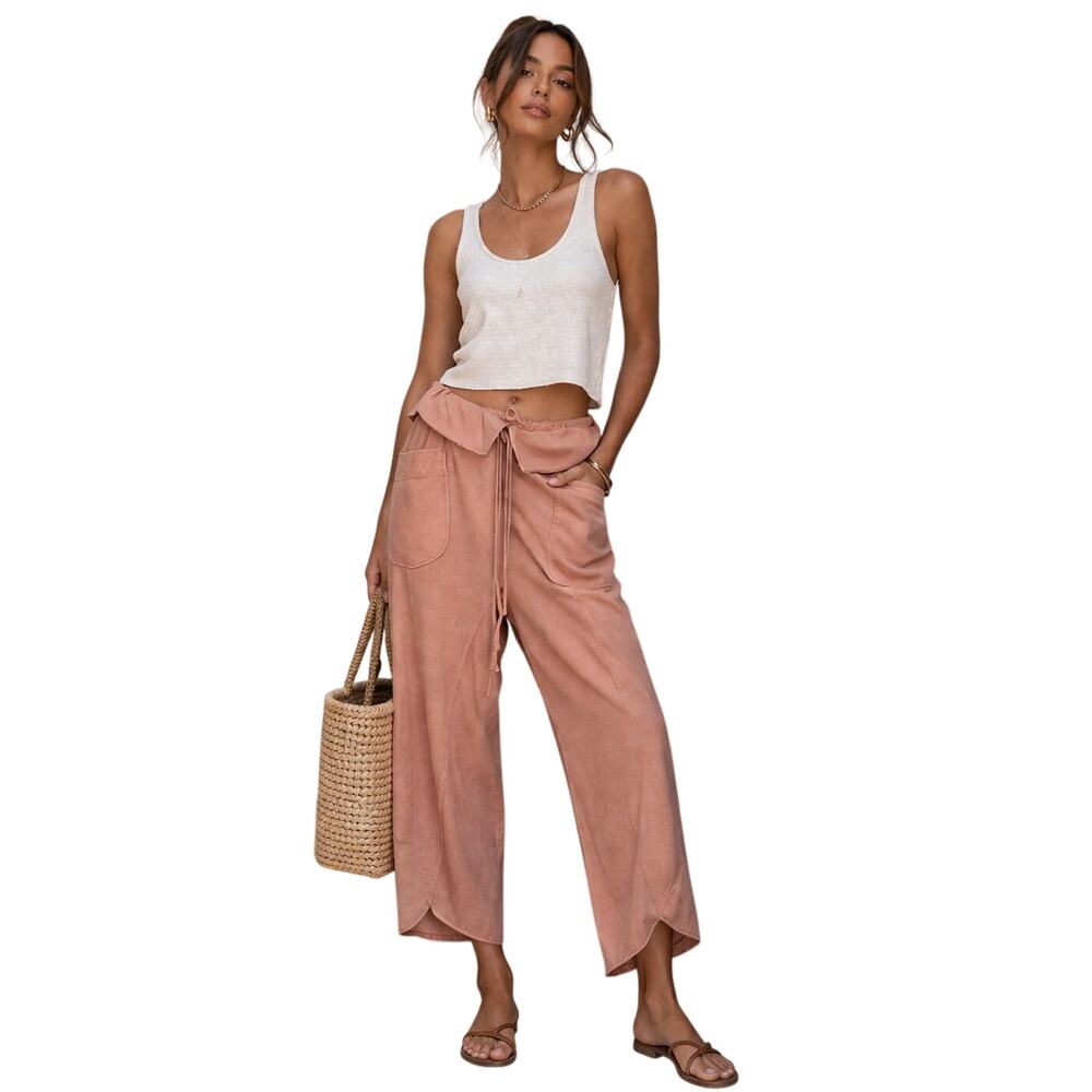 Daily Practice Coral Pink Wide Leg Casual Sweatpants Womens XS Cropped Gorpcore